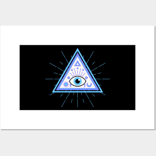 All Seeing eye Light Blue Posters and Art